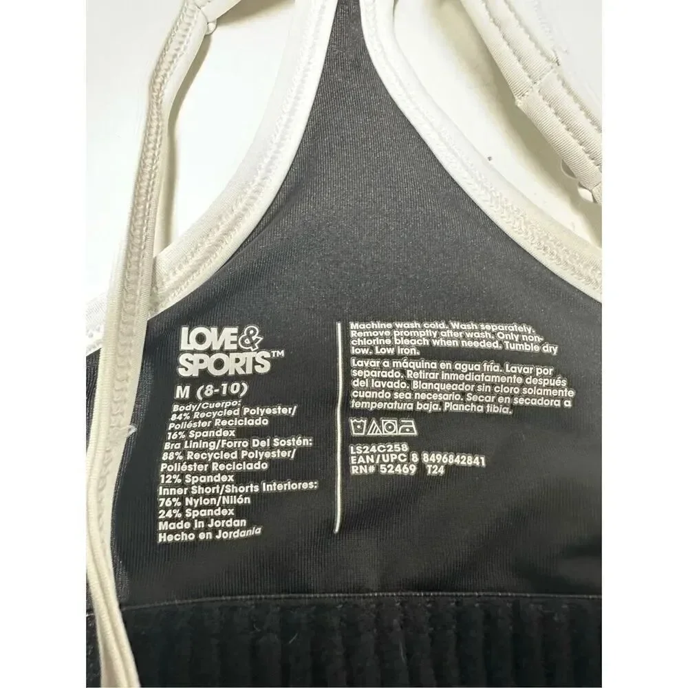 NWOT Love & Sports Womens Size M 8-10 Game On Tennis Dress Black White Trim